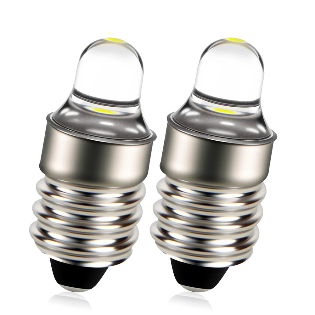 2x E10 Led Flashlight Bulb DC3V 12V Instrument Machine Bulb Indicator Lamp Replacement Torch Emergency Lamp Warm White/White Set