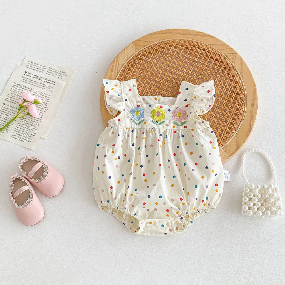 Summer Baby Girls Colorful Dot One Piece Bodysuit