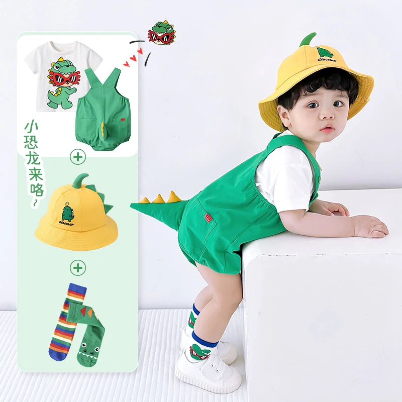

Summer baby animal modeling small dinosaur coating 0-3 years old male and female babies cute cartoon bag baby crawling suit