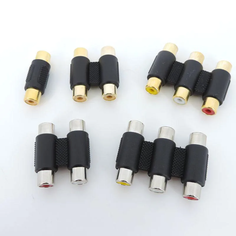 Audio Video 2 Cinch 3 Cinch-Buchse auf Cinch 2 Cinch 3 Cinch-Buchse gerade Konverter AV-Koppler-Stecker vergoldete Adaptersteckdose – Detail 11