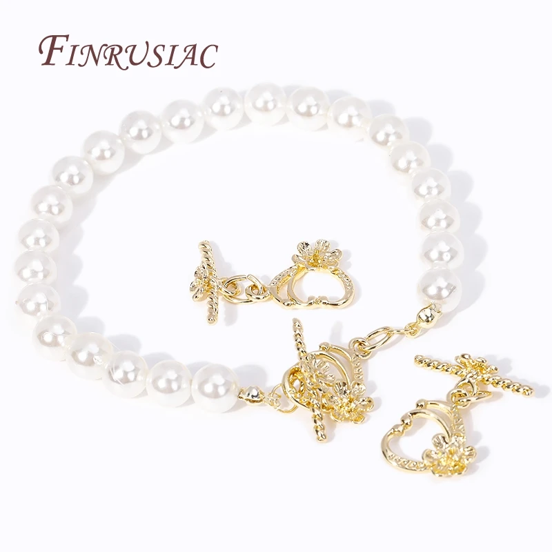 Jewelry accessories 18k gold plated heart with flower OT clasp for necklace supplies fashion end beads toggle clasps DIY jewelry making accessories