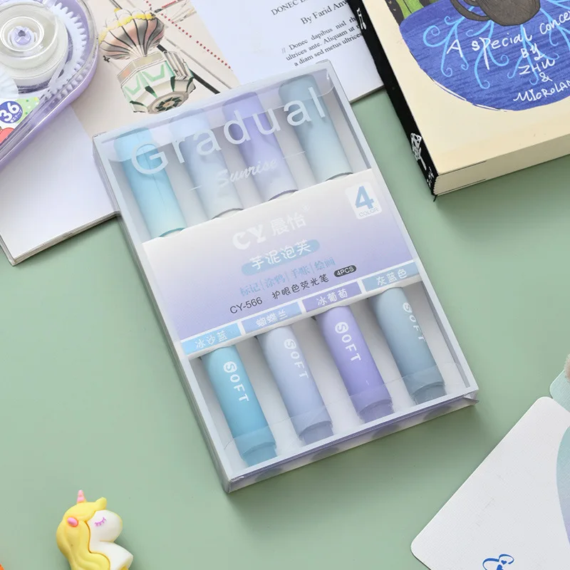 4Pcs set Kawaii Highlighter Pens Cute DIY Spot Liner Marker Drawing Painting Markers Japan Stationery School Office Supplies highlighter pen marker pen highlighter marker art marker