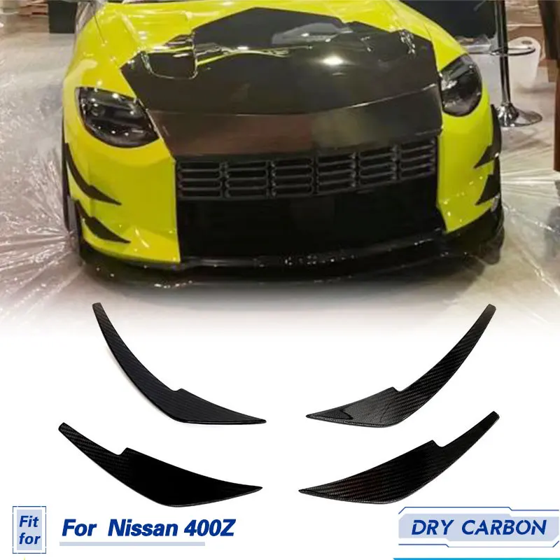 

Car Front Bumper Lip Air Vent Trims Dry Carbon Fiber for Nissan 400Z 2023 Car Racing Front Canards Fins