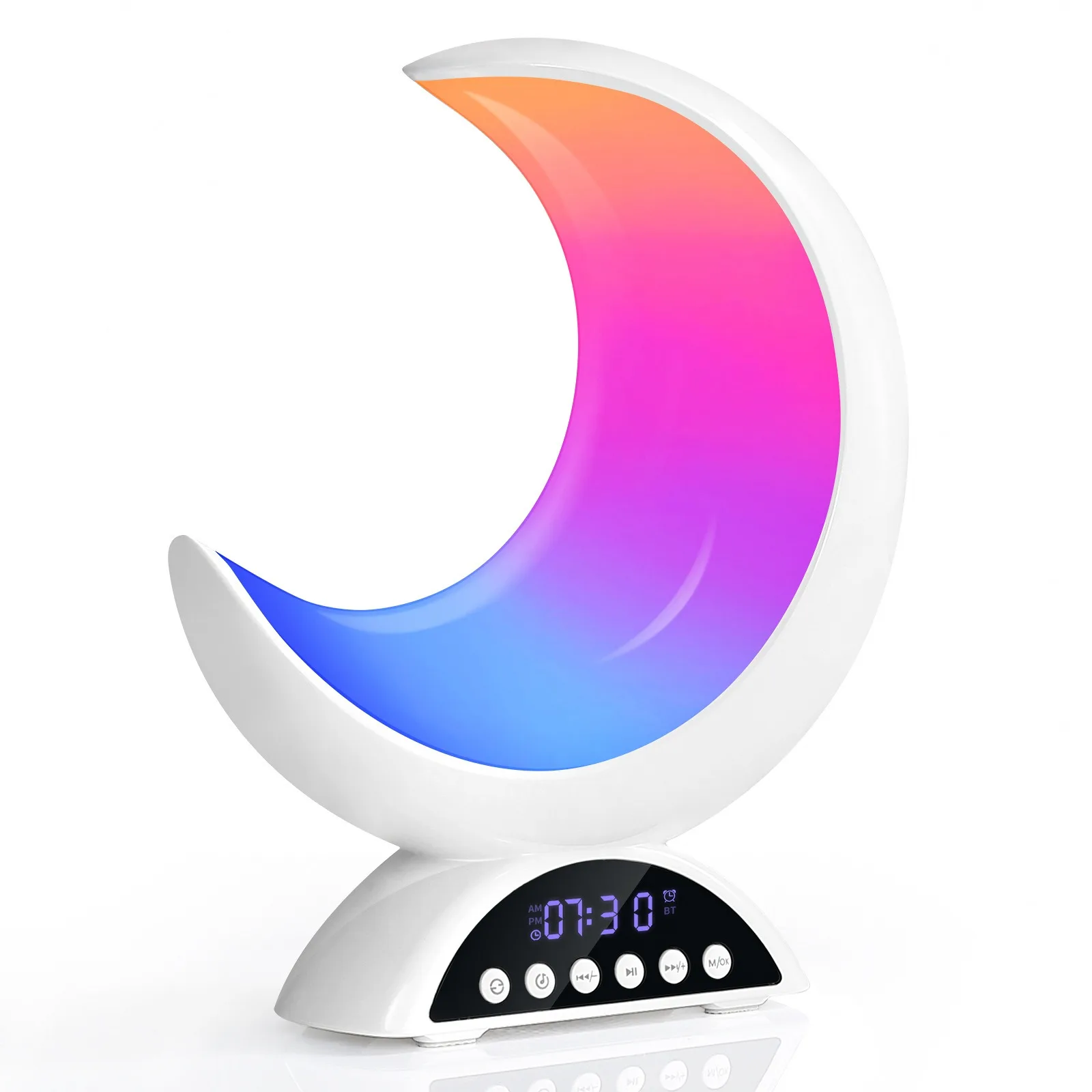 ตัวเลือกสินค้า โคมไฟบลูทูธ RGB ดวงจันทร์ ปรับแสง สี นาฬิกา