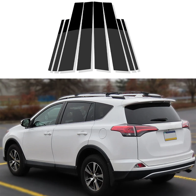 도요타 RAV4 XA40 2013 2014 2015 2016 2017 2018 광택 블랙 필러 포스트 몰딩 커버, 자동차 창 장식 트림 스티커