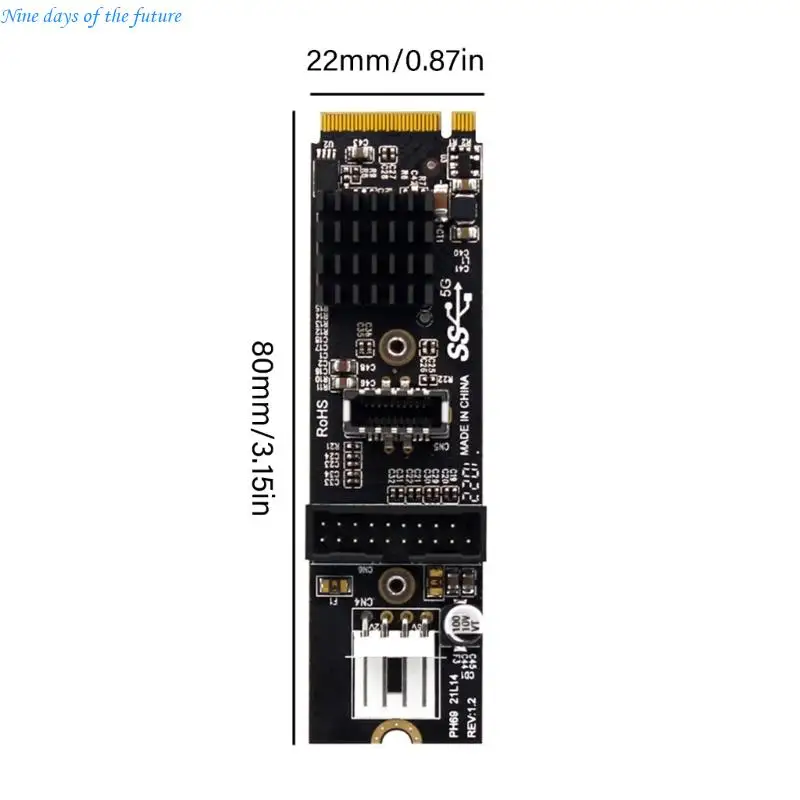 PCIe M.2 MKey E65A용 다중 전면 USB 포트가 있는 컴퓨터 확장 카드