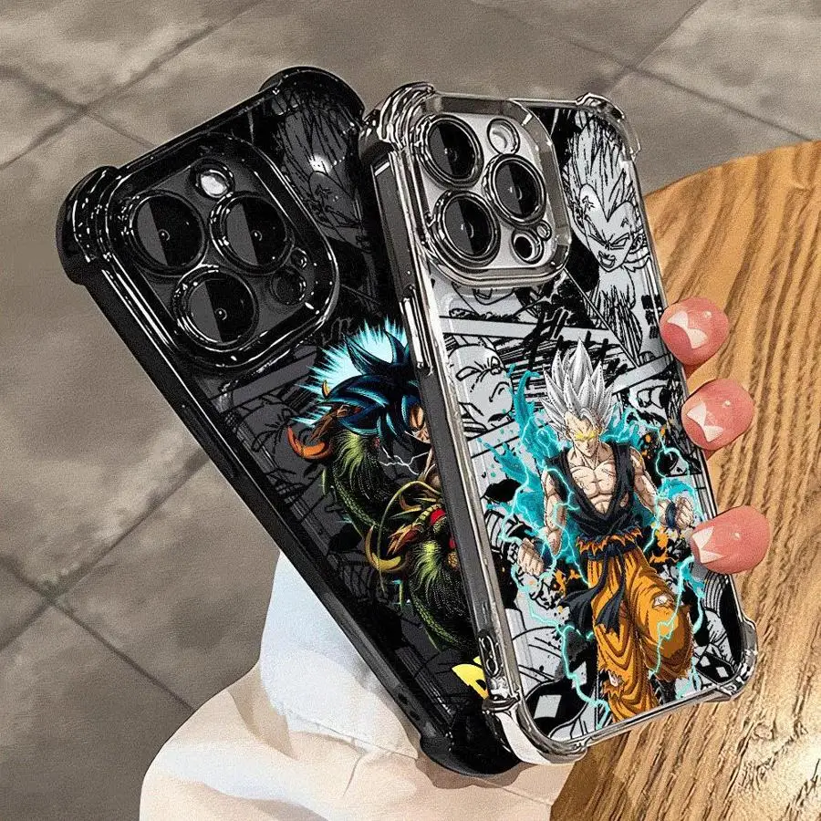 Cartoon Goku Cool Plating Phone Case with Anti-Fall Airbag Design