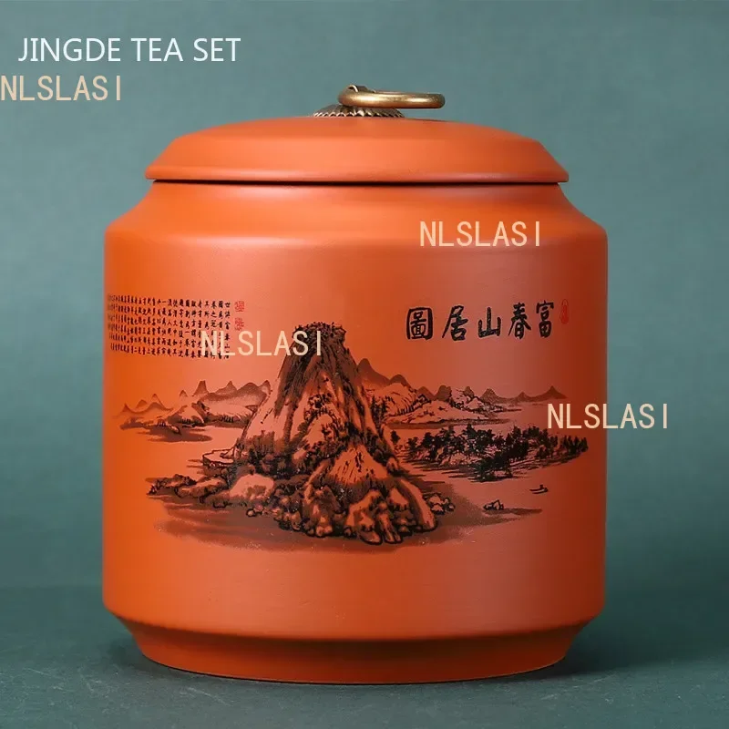 Tea Canister Antique Purple Clay Tea Caddy Nut Coffee Moisture-proof Jars Spice Airtight Container tea tin box,tea canister