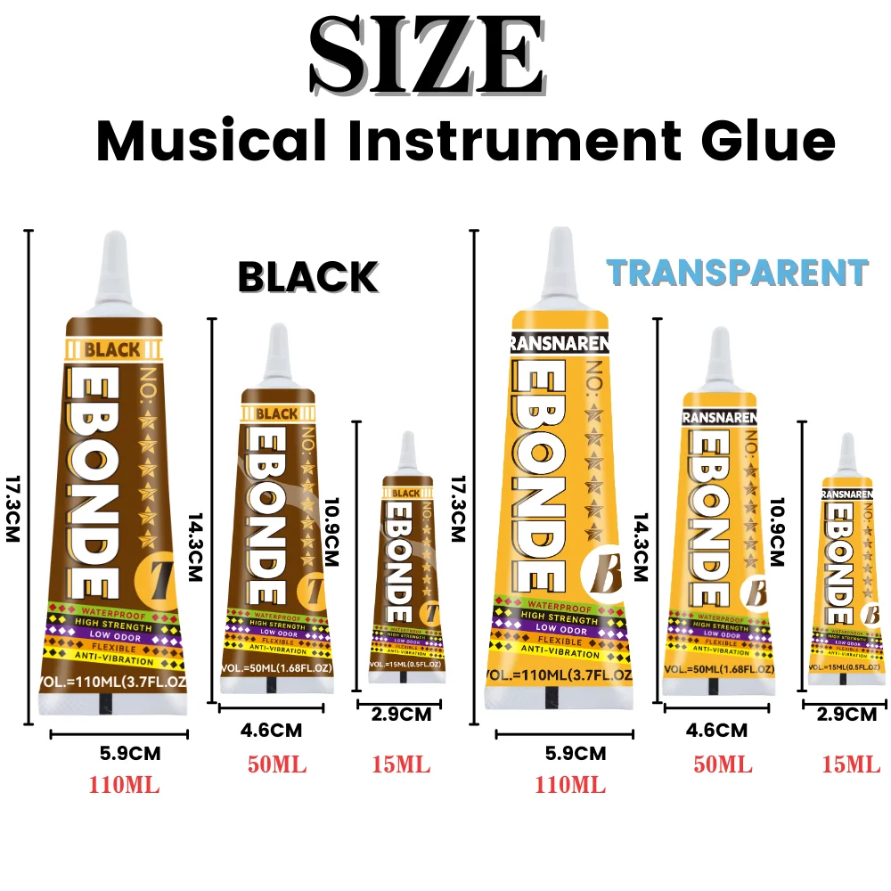 High-Strength Speaker Repair Adhesive - Multipurpose Black/Transparent Glue (15/50/80ML)