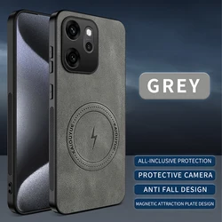 Luxury Leather Magnetic Matte Phone Case - Flash Business Back Cover for OPPO A6 (Grey)