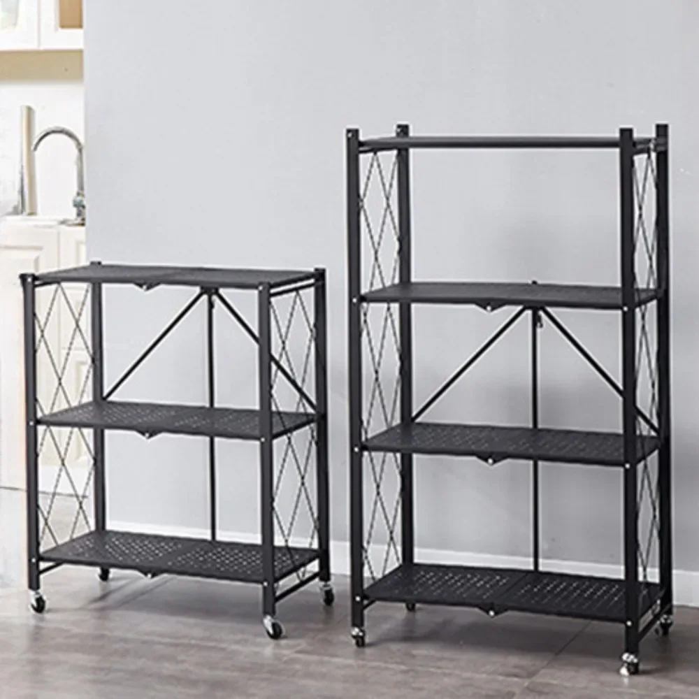 Installation-free folding kitchen rack standing storage shelving unit metal storage shelf room outdoor flower stand shelf storage rack