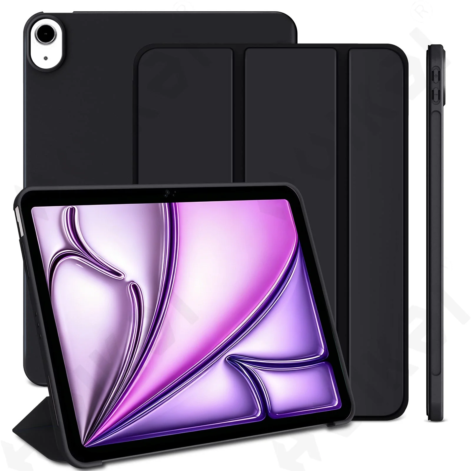 Slim Translucent Back Tri-Fold Stand Tablet Case with Pen Charging and Auto Wake/Sleep Functionality