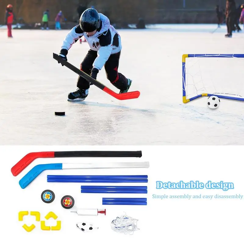 Hover Soccer Toys Set Anti-Bump High-Elasticity 2 In 1 Hockey Toys Hockey Net Targets Hockey Indoor Goal Set Indoor Mini Goal 3