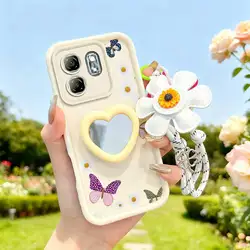 Colorful Butterfly Phone Case Set with Lanyard and Craft Embellishments for Tecno Spark 20 Pro (WHITE)
