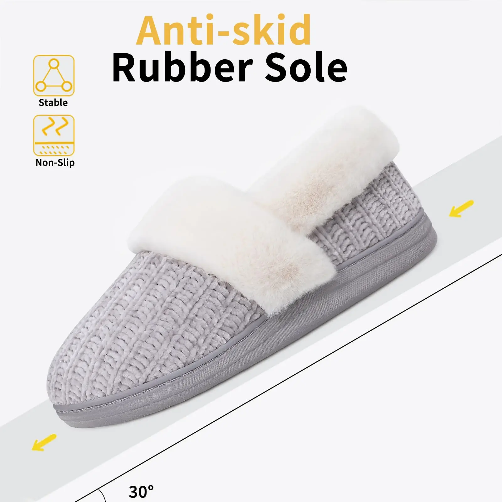 Shevalues Women's Winter Fuzzy House Slippers Non-slip Cozy  Fluffy Knit Slides With Memory Foam Indoor Warm Plush Bedroom Shoes 6