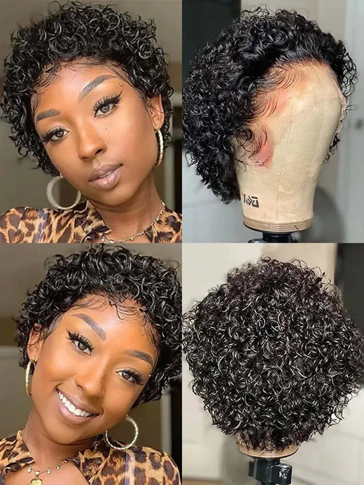 Human Hair Pixie Cut Bob Wig