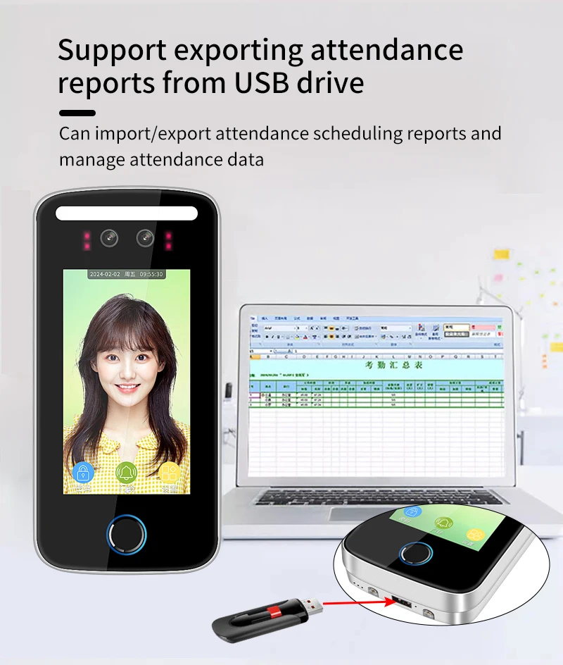 Tuya App Wifi AI Dynamic Face Recognition Reader Attendance Terminal 5000face TC