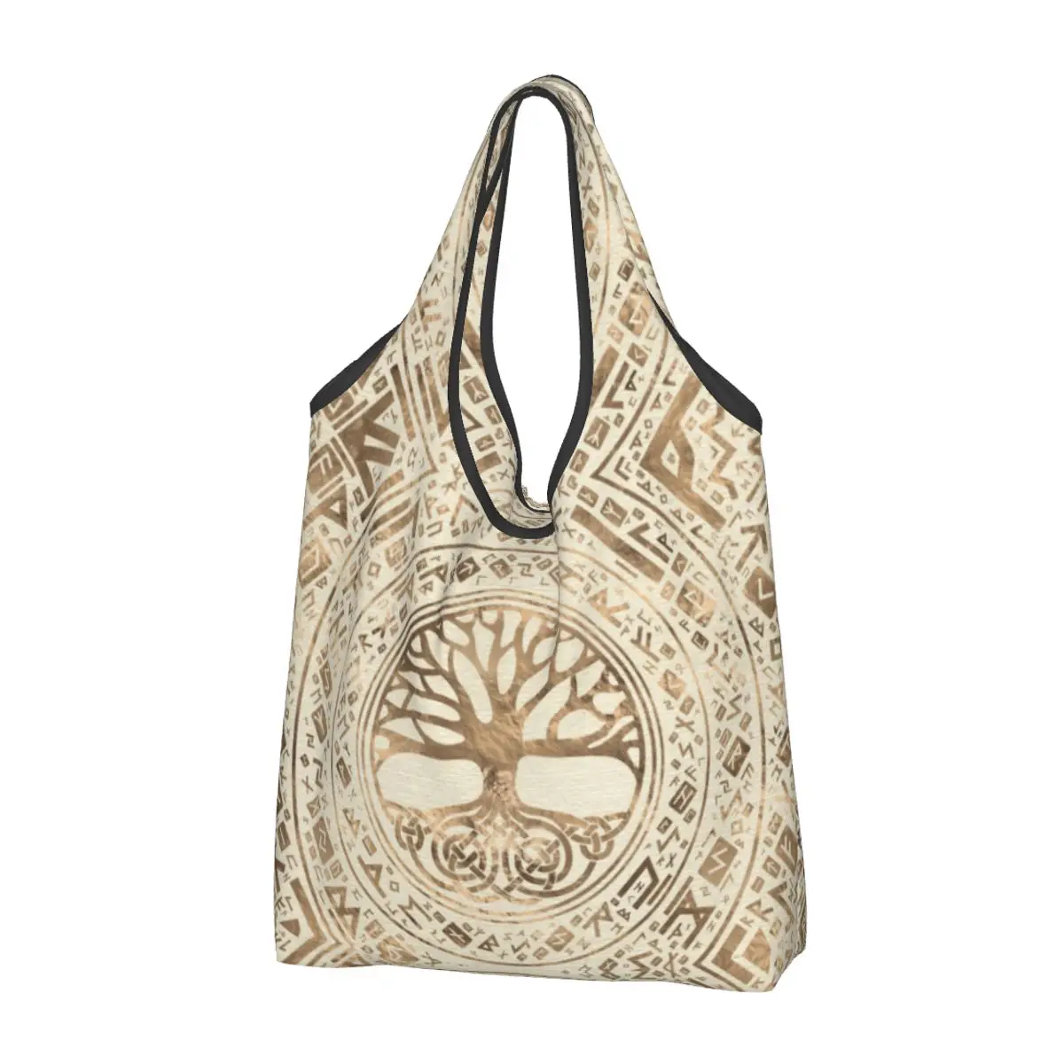 

Reusable Tree Of Life Yggdrasil Runic Pattern Shopping Bag Women Tote Bag Portable Vikings Groceries Shopper Bags