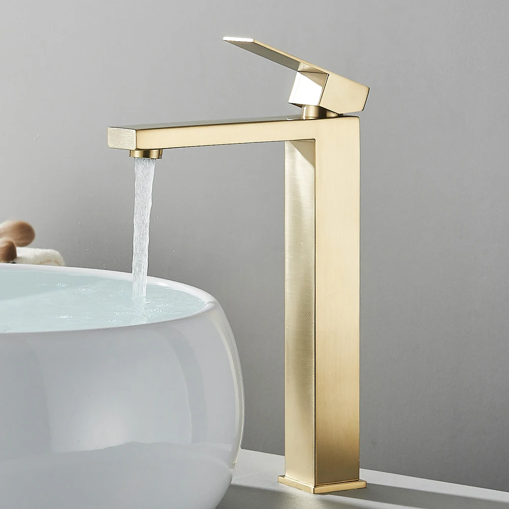 Matte Black Bathroom Basin Faucet Gold Deck Mount Hot Cold Water Mixer Sink Tap Simple Style Single Hole Bath Sink Faucets Crane