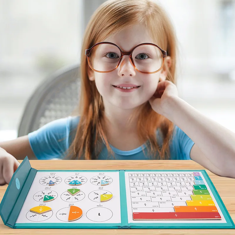 Wooden Magnetic Fraction Learning Math Toys Children Arithmetic Learning Educational Toys Fraction Book Set Parish Teaching Aids 2