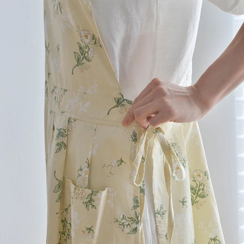 북유럽 스타일 방수 앞치마 여성 꽃 가게 면화 앞치마 소녀의 긴 Pinafore 베이킹 작업복 주방 요리 작업복