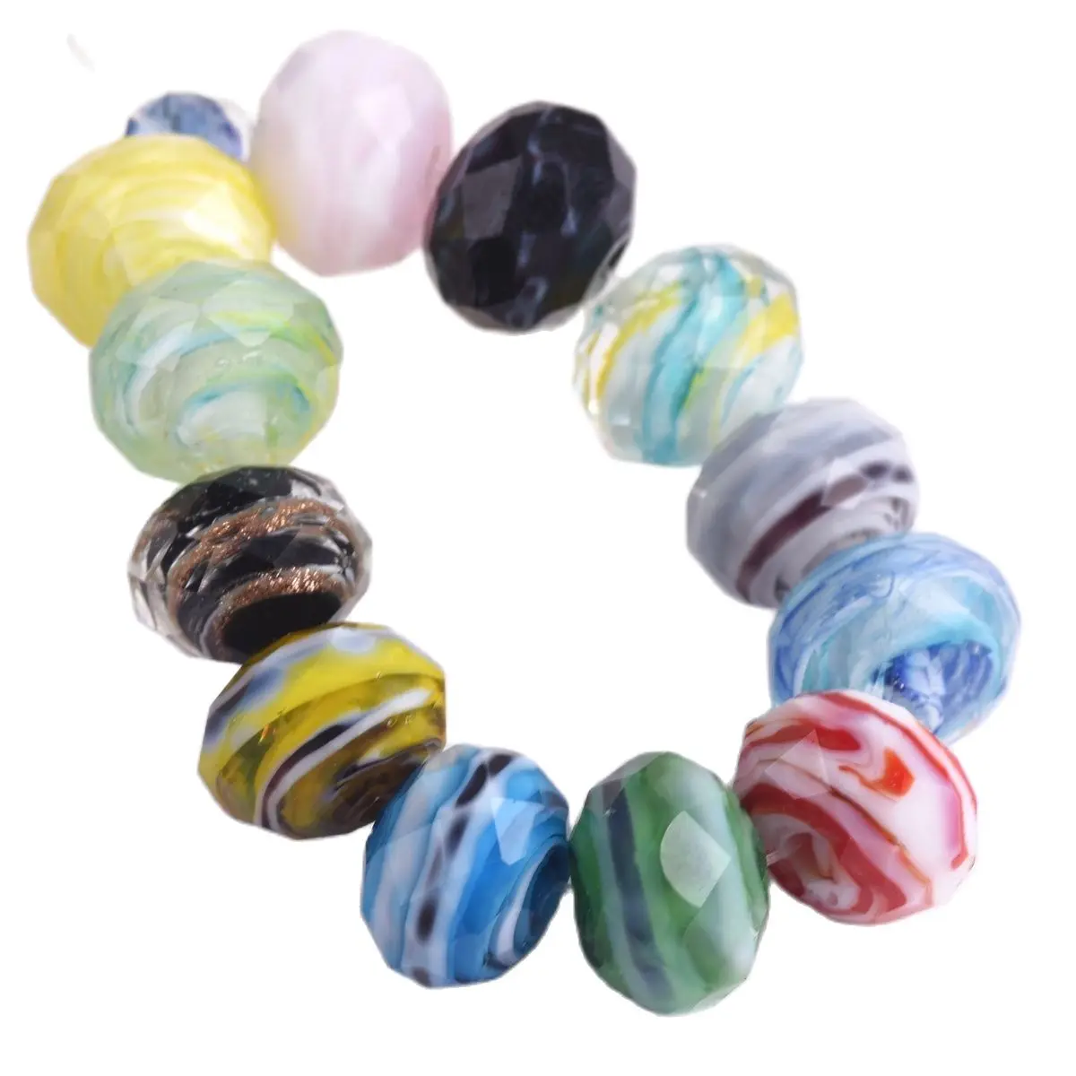 

10pcs 12x8mm Rondelle Faceted Opaque Lampwork Glass Loose Spacer Beads for Jewelry Making DIY Crafts Findings