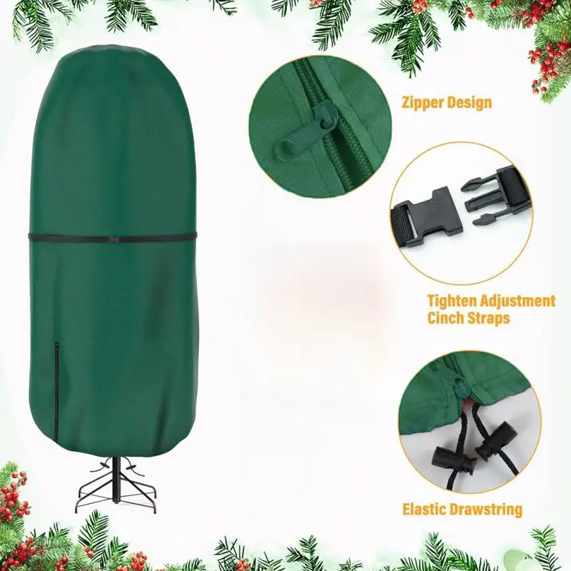 Christmas Tree Bag Oxford Cloth Heavy Duty Cover For Artificial Trees Upright Adjustable Tear Proof Dust Proof Storage Covers