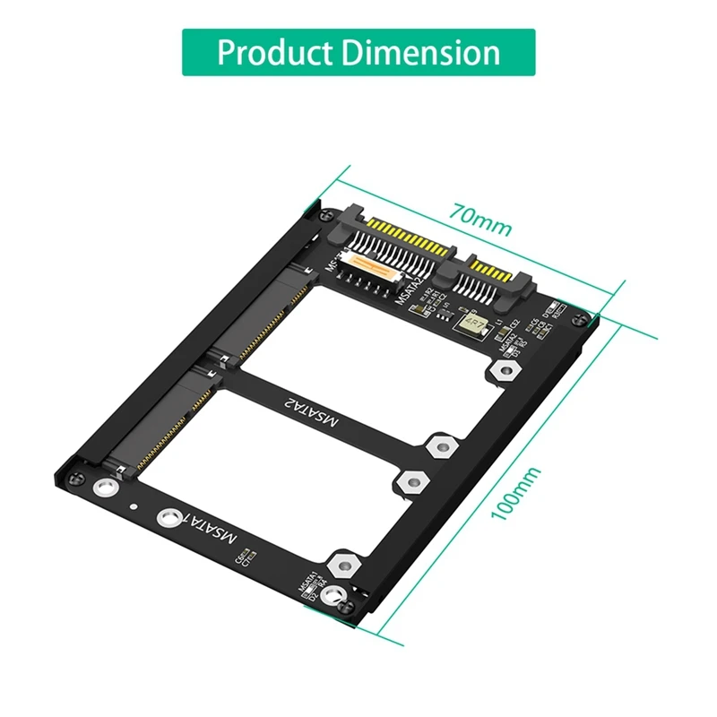 듀얼 Msata SSD에서 2.5 인치 SATA III, 프레임 브래킷 포함, MSATA SSD를 7mm 2.5 인치 SATA 드라이브로 유지, 쉬운 설치