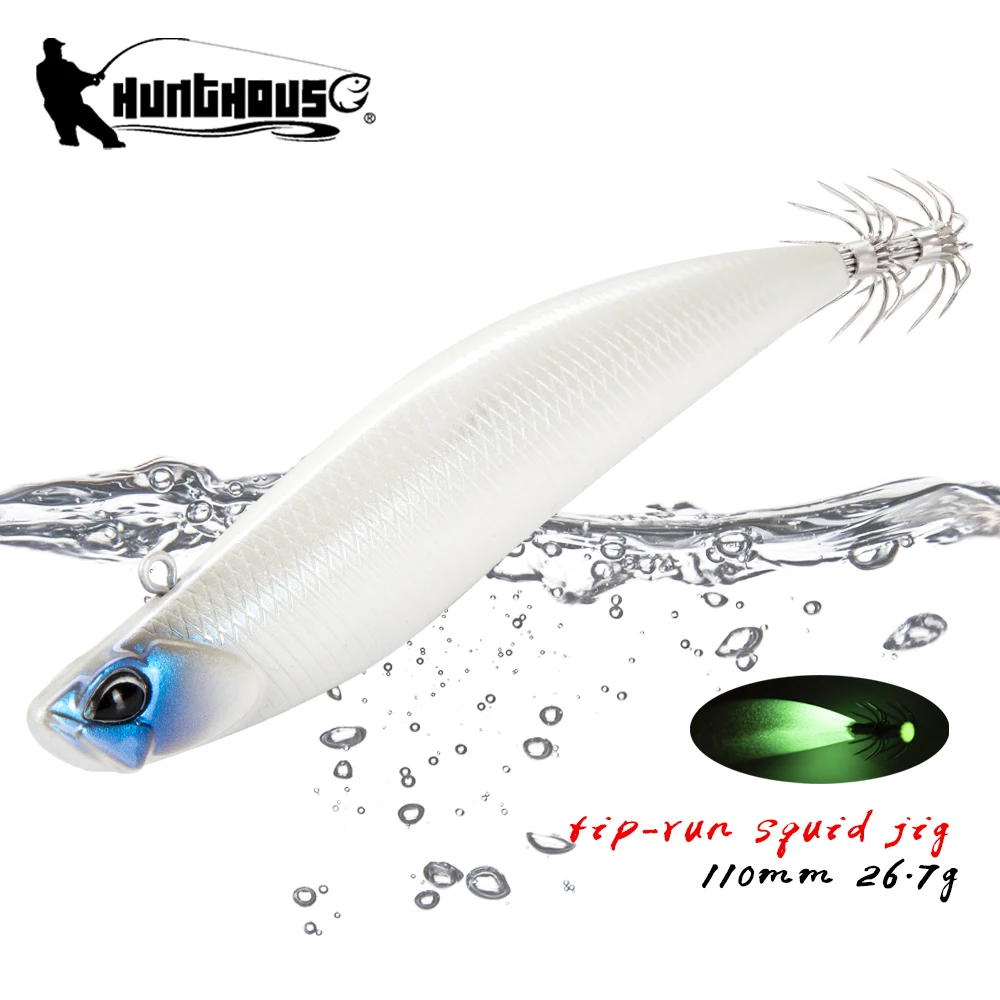 

Hunthouse D-squid jigging lure pencil 110mm 26.7g sinking egi suqid leurre tip-run EGI hook fishing hard bait for turlutte