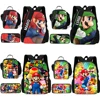 pcs set Child Cute anime For M-Mario School Backpack with Lunch Bags ,Pencil Bags ,School Bags for Boys Girls Best Gift
