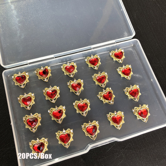 Box Red Nail Cherry Charms 3D Nail Rhinestones Mix Shape Nail Studs Shiny Nail Rhinestone Cute Glitter Nail Accessories Gems