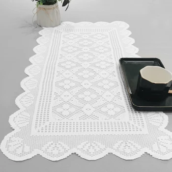Runner da tavolo moderno e minimalista in pizzo bianco: set di decorazioni per la tavola in stile nordico, tovaglia in lino adatta per ristoranti da cucina 1
