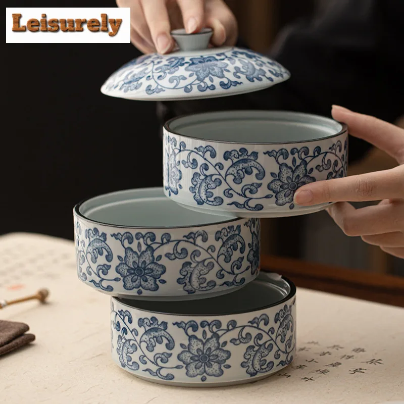 Antique Blue and White Fruit Plate Fruit Dishes Japanese Pastry Plate Fruit Plate Household Sharing Plate Drinkware Decoration