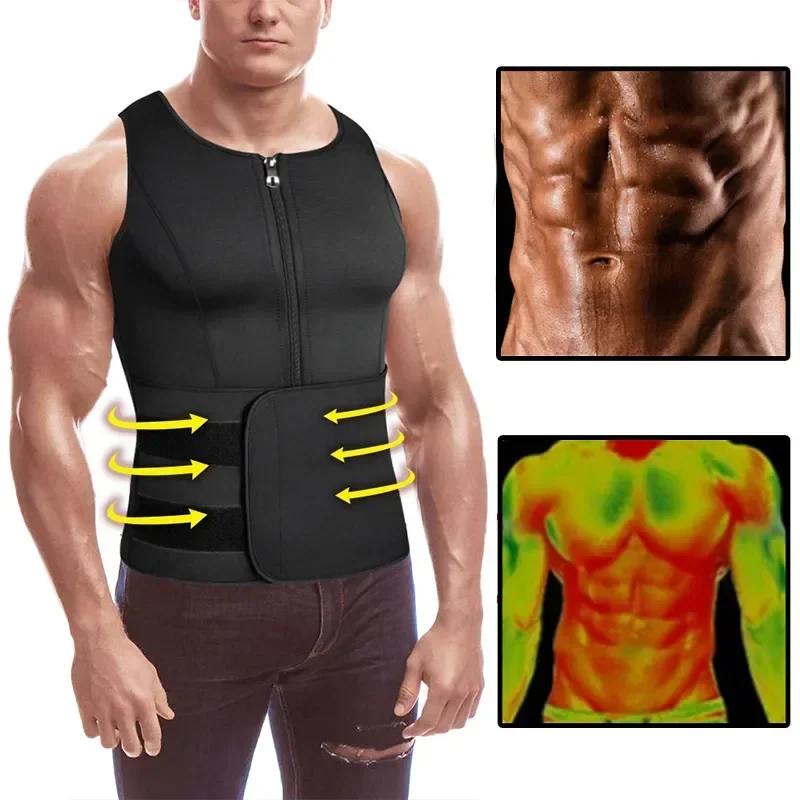 

Vest Waist Adjustable Trainer Shaper for Men's Double Body Workout With Neoprene Sauna Men Suit Sweat Zipper Shapers