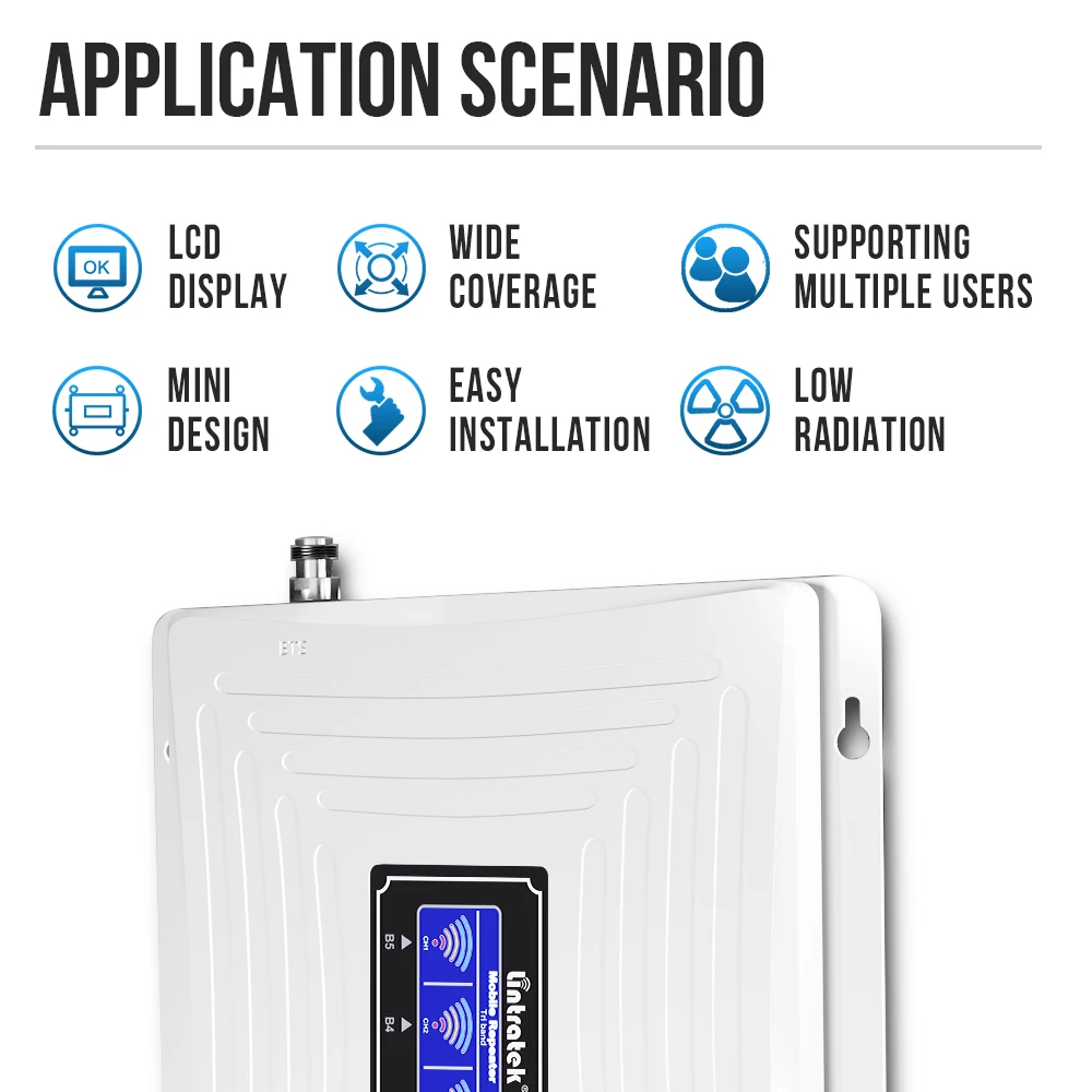 린트라텍 트라이 밴드 휴대폰 셀룰러 증폭기 2G 3G 4G 모바일 폰 네트워크 부스터 GSM DCS 900 1800Mhz 신호 증폭기 세트
