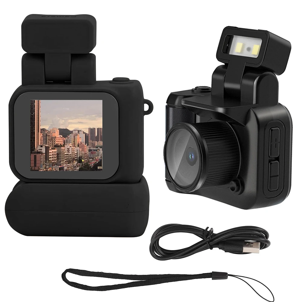 Mini Camera with Screen HD 1080p Portable Video Recorder with Flash Light and Battery Dock Student Small Camcorder Small Camera