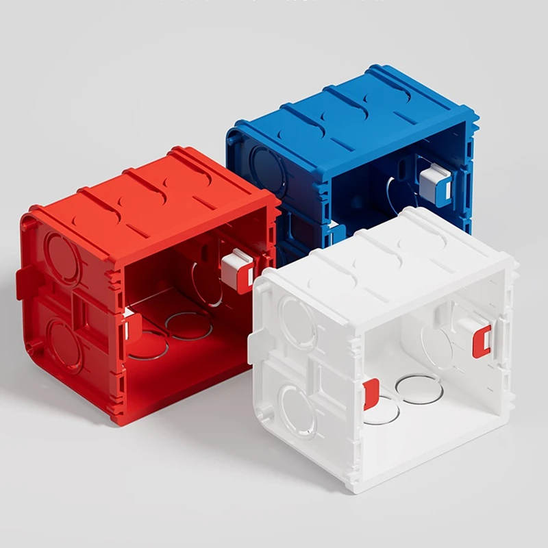 50/60mm Deep 86 Type Universal Bottom Box with Elevated Box Spliced with Switch Socket PVC Junction Red/blue/white 5 Pieces