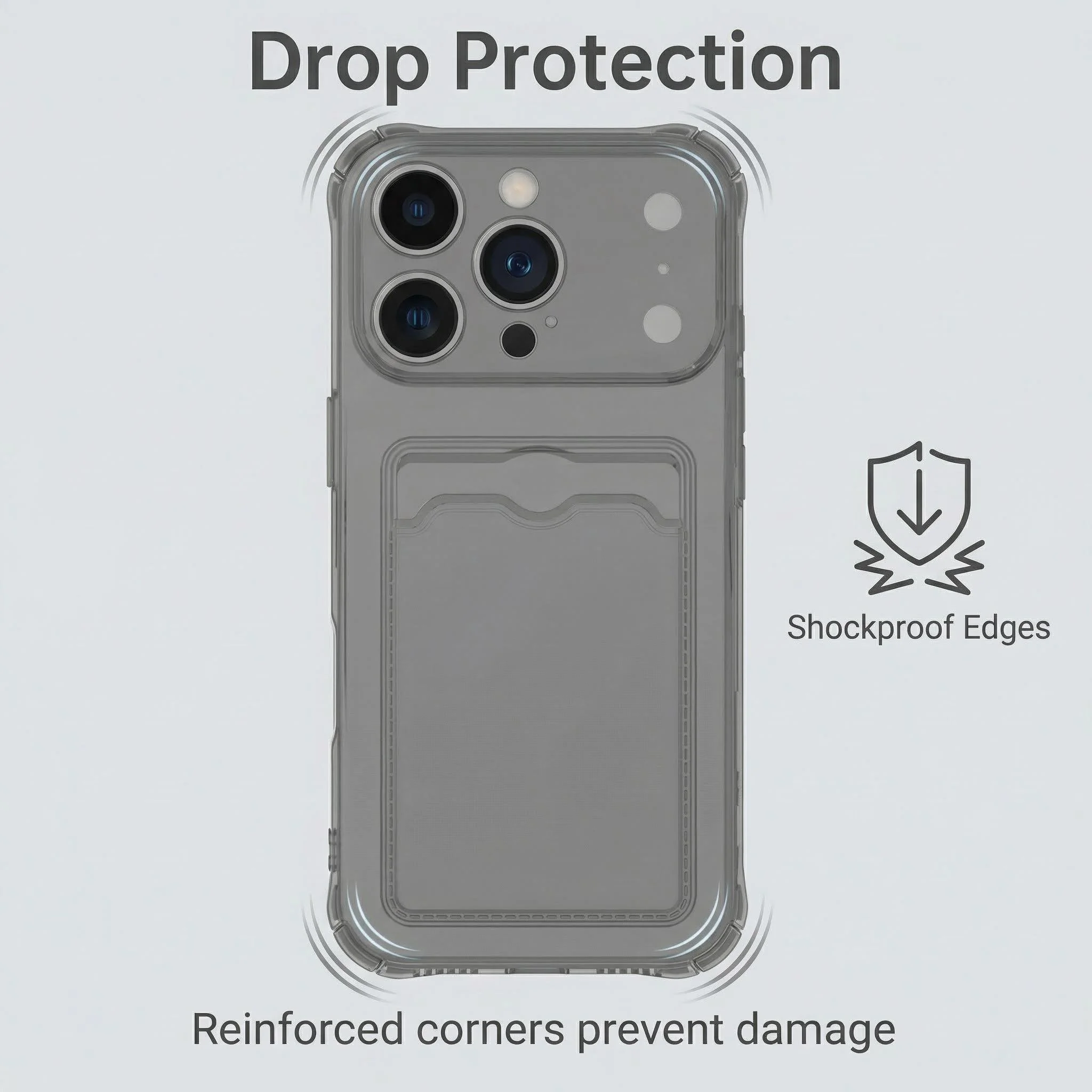 Transparent Card Holder TPU Phone Case with Enhanced Protection