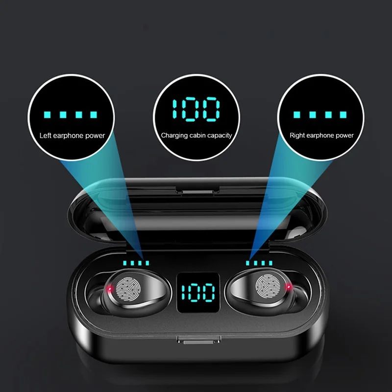 F9 TWS Bluetooth 5.0 Earphone Wireless Headphone Stereo Min Headset Sport Earbuds Microphone With Charging Box For Smart Phone |