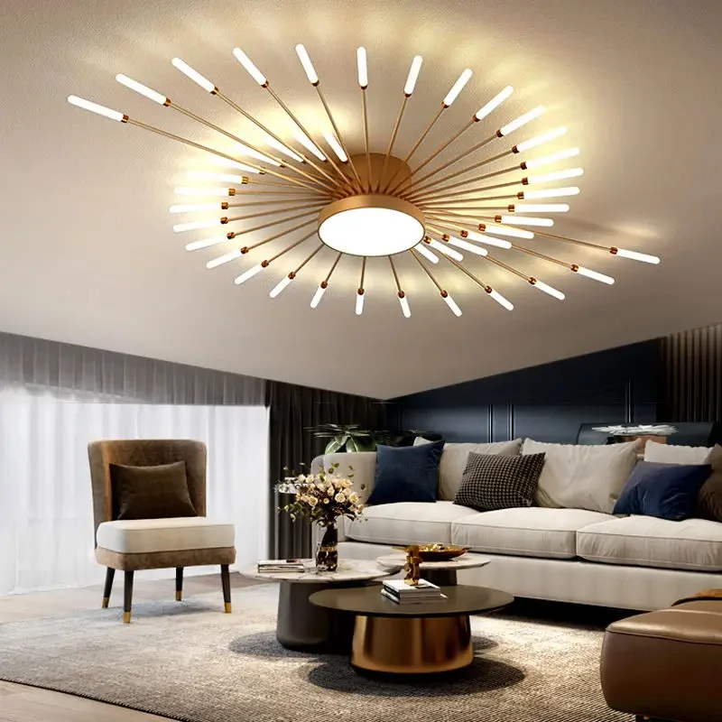 Modern Designer Led Ceiling Lamp Living Room Dining Lamp Hanging Home Interior Bedroom Lustre Creative Fireworks Art Lighting