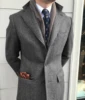 Men's Windbreaker Classic Herringbone Tweed Wool Blend Suit Jacket Winter Warm Long Coat Outdoor Sports Coat erkek mont 2