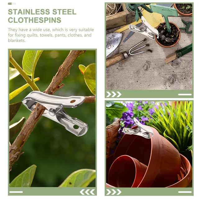 30 Db Rozsdamentes Acél Üvegházhatású Klipek Kertmosó Mosoda Queen Méretű Keret Fém Szárító Zokni Fogas Karika Növények - Image 4