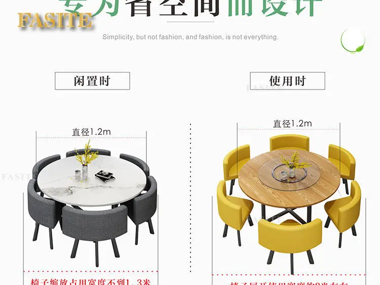 Description Picture 6 of itemCommercial Store Negotiation Reception Home 6 People Round Simple Dining Table And Chair Combination Multifunction Furniture HY