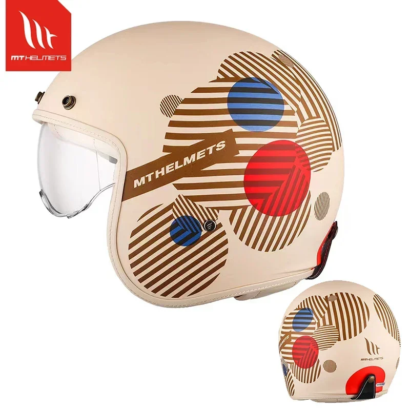 thumbnail image 1 of Casco de motocicleta retro MT, casco abierto para hombre, verano, certificación DOT ECE, ligero, lente negra, capacete de moto para BMW, 1 of 5