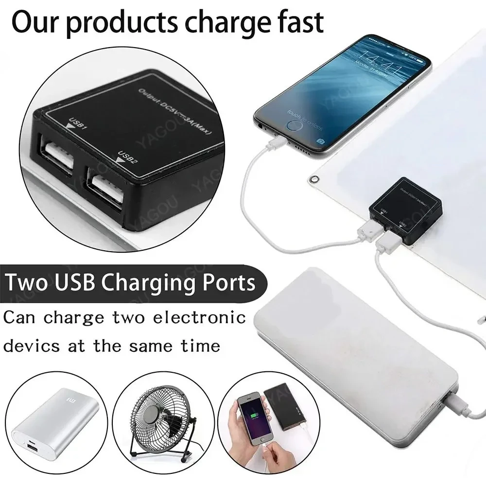 Caricatore Solare Portatile 5V 15W 20W con Doppia Porta USB, Ricarica Rapida, Impermeabile, Power Bank Solare per Campeggio, Escursionismo, Emergenze all'Aperto - Image 3