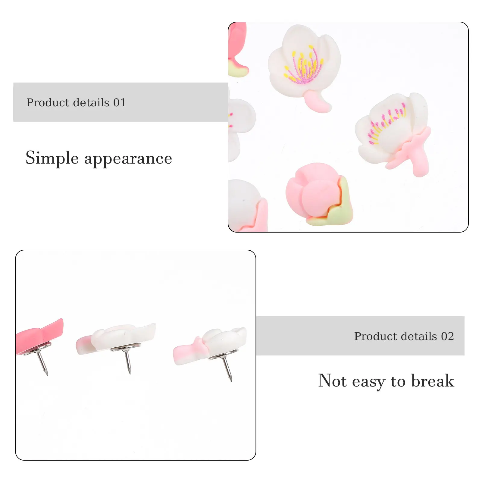 20Pcs 작은 꽃 푸시핀 압정 코르크 보드용 우아하고 섬세한 디자인 게시판 지도 사진 벽 장식 홈 오피스 학교