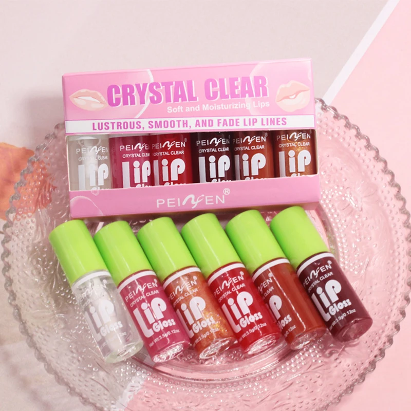 6-pack Lip Care Oil Jelly Moisturizes Lip Enrichment Oil Lasting Doodle Mirror Glaze Non-stick Cup Lipstick Makeup lip gloss,lip makeup,lip glaze,lip tint,lip oil,lip stain,lip lacquer