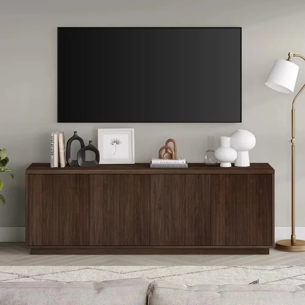 Rectangular TV Stand for TV's up to 85" in Warm Brown, for Home, Living Room, Bedroom, Entertainment Room, Office