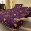 1pc Ring Heart Cover Pattern Brushed Fitted Sheet, Bedroom Printed Bedspread, Bedding (not include pillowcase) 2