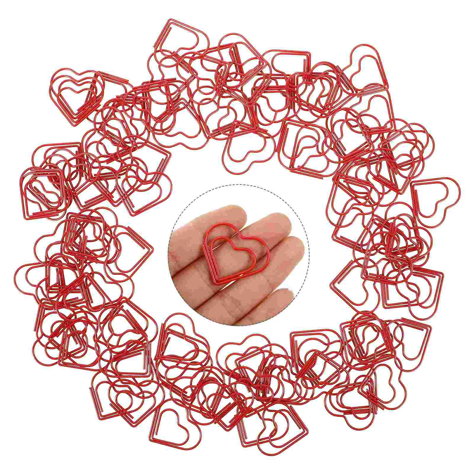 Paperclip Love Heart Paper Clips Marking Bookmark Pin Stationery Office Accessories(Red)